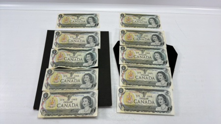 (10) 1973 Canadian One Dollar Bills