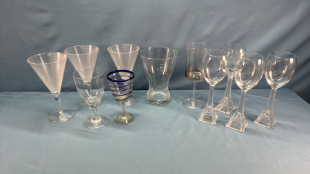 Collection of Wine Glasses & Vase