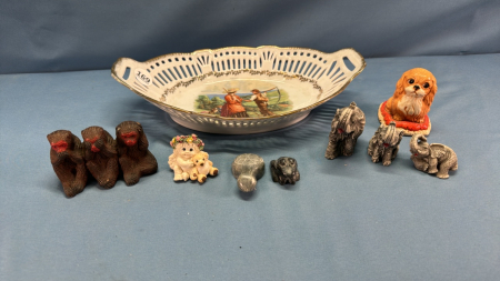 11" German Bowl with Small Animal Figurines