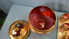 Cranberry Enameled Punch Bowl Set - 9