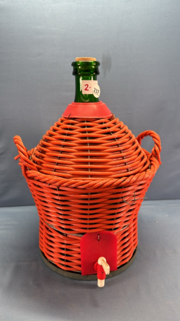 Green Wine Bottle In Basket