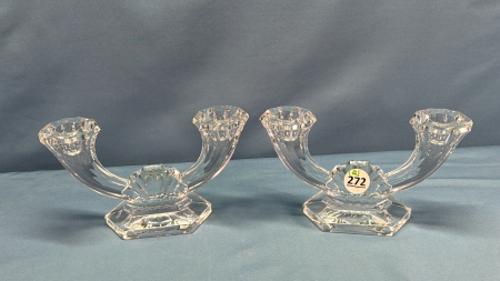 Pair of Crystal Double Candle Holders