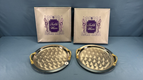 (2) Matching 11" Metal Decorative Trays