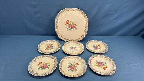 Lord Nelson Ware 11" Cake Plate & (6) 7" Plates