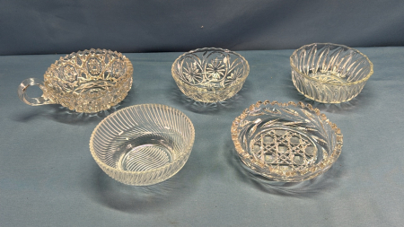 (5) Assorted 5" Glass Bowls