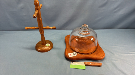 Cheese Boat with Wooden Base & Wooden Mug Tree