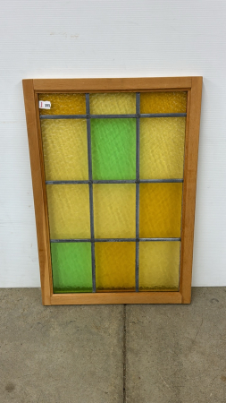 Leaded Coloured Glass Framed Window