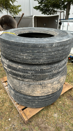 4 11R22.5 Tires -No Rims -Suitable for Wagons