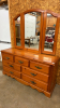 Pine 7 Drawer Dresser with Mirror