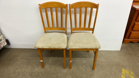 Pair of Wooden Chairs with Cushioned Seat