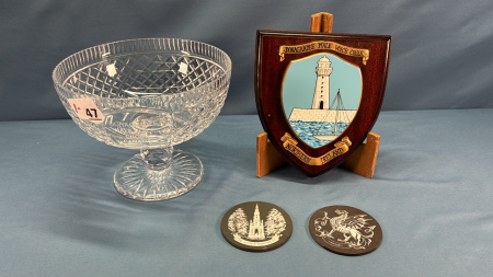 Crystal Pedestal Fruit Bowl&Lighthouse Plaque Etc