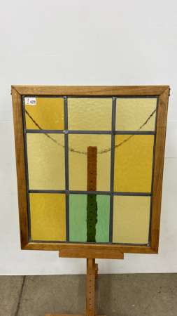 Leaded Coloured Glass Framed Window