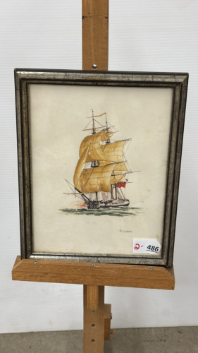 Schooner Print by R. Watson