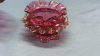 Cranberry Basket & Ornate Cranberry Footed Bowl - 2