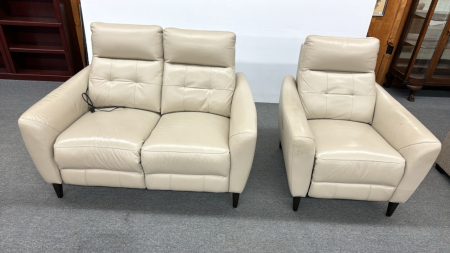 Matching Leather Power Recliner Chair&Loveseat