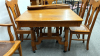 Oak Extension Table & 6 Oak Leather Seated Chairs - 2