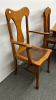 Oak Extension Table & 6 Oak Leather Seated Chairs - 6