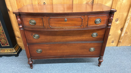 Mahogany Dresser with 3 Drawers & Pillard Posts