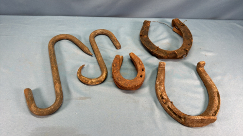 (4) Horse Shoes & (2) Meat Hooks