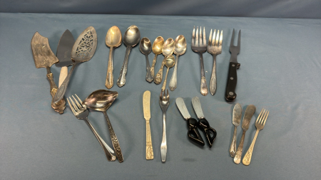 Assorted Lot of Silverware & Serving Utensils