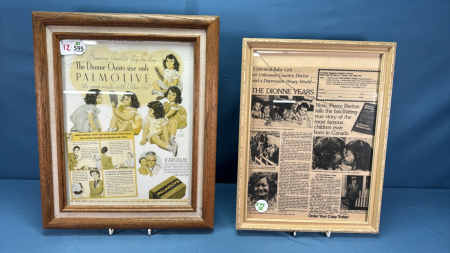 (2) Framed Dionne Quins Magazine Pages