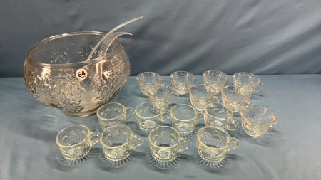 Large Punch Bowl With 2 Plastic Ladles