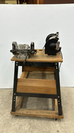 Rolling Shop Stand with 2 Bench Grinders