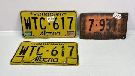 2 Alberta License Plates&1950 SK Trailer Plate