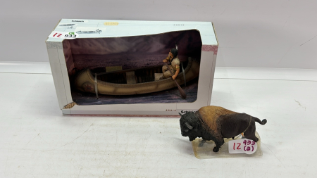 Canoe Figurine & Male Buffalo