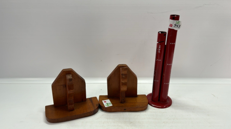 Cyclinder Style Tin Coin Bank, Pair of Book ends