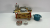 Tin Tea Trolley & Qty of Dolls, China & Tin Wear