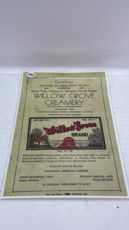 Laminated Willow Grove Creamery Poster