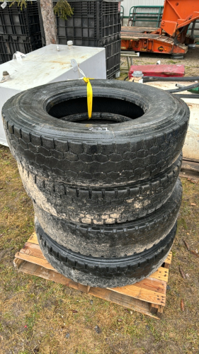 4 11R22.5 Tires -No Rims -Unmatched