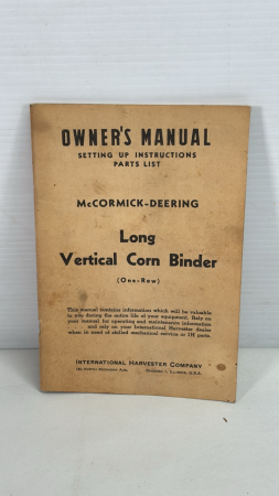 McCormick Setup&Parts List -Vertical Corn Binder