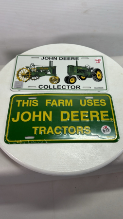 (2) Tin John Deere License Plates