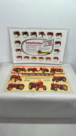(2)Placemat Sized Laminated Tractor Advertisements