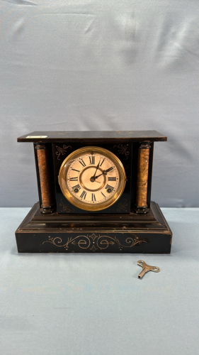 Waterbury Marble Pillared Mantle Clock