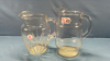 (2) Glass 9" High Water Pitchers - 3