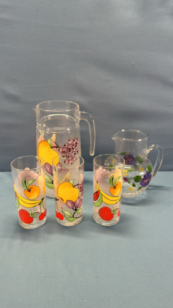 Juice Pitcher & (3) Matching Tumblers