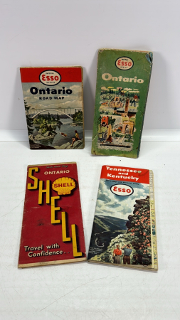 (3) Old Esso & (1) Shell Road Maps