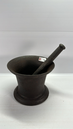 Antique Primitive Cast Iron Mortar & Pestle