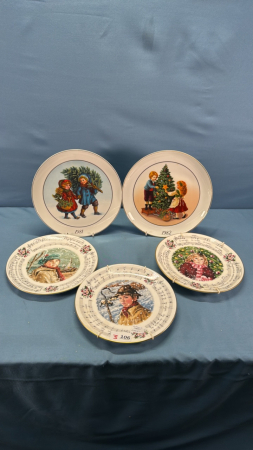 (3)Royal Doulton Christmas Plates & (2)Avon Plates