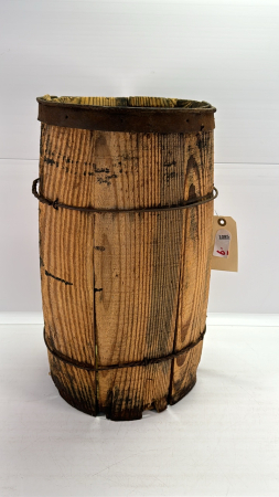 18" Tall Wooden Wire Banded Barrel