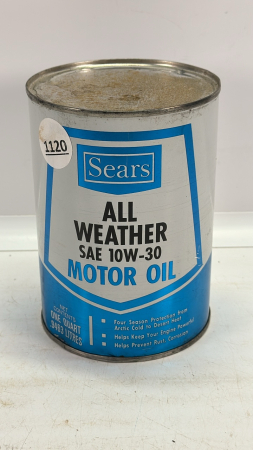 Sears All Weather Motor Oil 1 Quart Tin