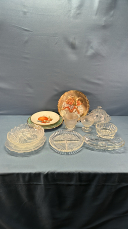 Glassware & Decorative Plate Lot