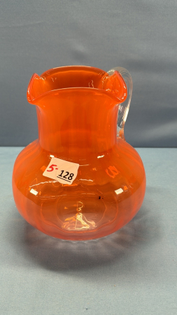 Art Glass Orange 8" Pitcher