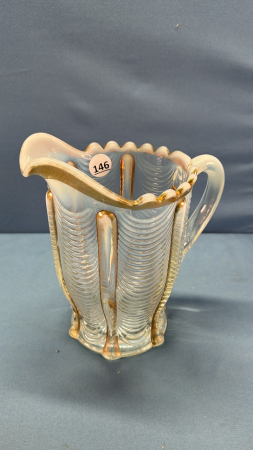 Opalescent & Gold 9"High Pitcher