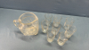 (8) Etched Juice Glasses with 6" Unmatched Pitcher - 3