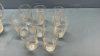 (8) Etched Juice Glasses with 6" Unmatched Pitcher - 7