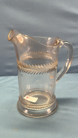 Clear Glass with Gold Trim 9" High Pitcher